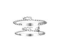 PiercingJak Personalised ID Couple Bracelet Stainless Steel Customized Couple Bracelets Set Mutual Attraction Custom Name Relationship Bracelet Personalized Gift for Men Women