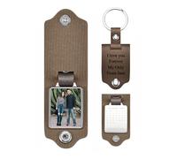 PiercingJak Personalised Leather Keychain Customized Picture Calendar Keychain Leather Protection Hidden Message Engraved Full Color Photo Text Keyring for Men