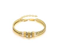 PiercingJak Personalised Mens Bracelet with 2 Names Custom Stainless Steel Dad Bracelets Golden Family Name Bracelet with Custom Beads Family Jewelry Father's Day Birthday for Him