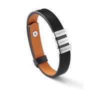 PiercingJak Personalised Mens Leather Bracelet with 2-4 Custom Beads Customized Genuine Leather Bracelet Engraved with Names for Men Engraved Jewelry for Men Dad Husband Father's Day