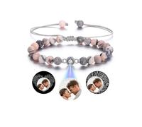 PiercingJak Personalised Photo Bracelet for Men - Custom Bracelet with Picture Inside & Healing Crystal Gemstone