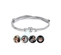 PiercingJak Personalised Photo Bracelets for Men Women Custom Bracelet with Picture Inside Custom Photo Projection Bracelet Adjustable Rope Anniversary Birthday Memorial Jewelry