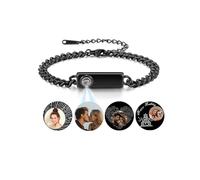PiercingJak Personalised Photo Bracelets for Men Women Custom Bracelet with Picture Inside Custom Photo ID Tag Bar Projection Bracelet Anniversary Birthday Memorial Jewelry