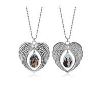 PiercingJak Personalised Photo Car Hanging Double Side Photo Picture Frame Holder Car Accessories Full Color Custom Angel Wings Pendant Ornament for Rear View Mirror