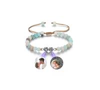 PiercingJak Personalised Photos Bracelets for Men Custom Bracelet with Picture Inside Custom Healing Crystal Gemstone Beaded Projection Bracelet for Couple Anniversary Birthday
