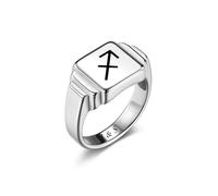 PiercingJak Personalised Signet Ring Customized Engraving Astrology Rings Custom Constellation Ring for Men Women Memorial Stainless Steel Wedding Band Jewelry Birthday Valentine's Day Silver US7