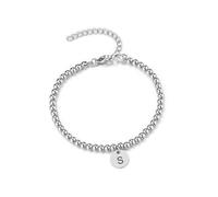 PiercingJak Personalize Initial Charm Bracelet for Women 18K Gold Plated stainless steel Coin Disc Engraved Letter Bracelet Personalised Name Bracelet For Lover Mom Christmas Birthday