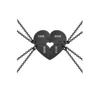 PiercingJak Personalized Best Friend Necklaces for 4 BFF Friendship Necklace Engraved Puzzle Matching Heart Necklace for Best Friends Birthday Christmas Gifts for Women Family Friends Black