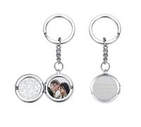 PiercingJak Personalized Custom Full Color Photo Locket Pendant Keychain That Holds Pictures Stainless Steel Colorful Picture Text Pendant Memory Photo Lockets Key Ring for Women