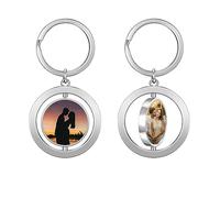 PiercingJak Personalized Custom Keychain with 2 Picture Rotating Double Sided Colorful Photo Key Chains Full Color Engraved Picture Keyring Memorial Gifts for Family Lover