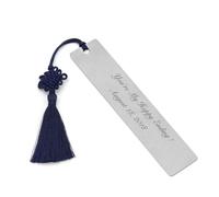 PiercingJak Personalized Custom Name Stainless Steel Bookmarks Dog Tag with Tassel Page Holder Book Paper Marker Stationery Gift for Reader Book Lover Student Teacher Friends Librarian