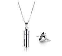 PiercingJak Personalized Custom Stainless Steel Acrylic Cylinder Urn Necklace Ashes Keepsake Memorial Pendant Human Being Ashes Holder Cremation Jewelry w/Fill Kit