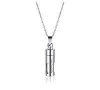 PiercingJak Personalized Custom Stainless Steel Acrylic Cylinder Urn Necklace Ashes Keepsake Memorial Pendant Human Being Ashes Holder Cremation Jewelry w/Fill Kit