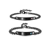 PiercingJak Personalized ID Couple Bracelets Custom Engraving Name ID Bracelets His and Hers Matching Couple Bracelet for Men Women Lover
