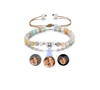 PiercingJak Personalized Photo Bracelet for Men Custom Bracelet with Picture Inside Custom Healing Crystal Gemstone Beaded Heart Bracelet with Picture Projection Bracelet for Couple