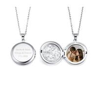 PiercingJak Personalized Photo Image Locket Pendant Round Locket Necklace That Holds Picture Custom Mothers Neclace with Any Memory Photo Locket Necklace Gifts for Mom