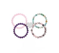 PiercingJak Personalized Puzzle Piece Bracelet Set 2/3/4 Pcs for Family Lover Best Friend 8mm Natural Stone Beads Healing Crystals Stretch Bracelet BFF Matching Heart Pendant Friendship Jewelry