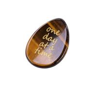 PiercingJak Tiger's Eye Thumb Worry Stone Healing Crystal Pocket Palm Stone One Day at A Time Worry Stones for Anxiety Crystals and Healing Stones Meditation Reiki Spiritual Stress Relief