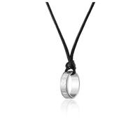 PiercingJak Viking Necklace Black Silver Norse Viking Circle Ring Necklace Adjustable Braided Leather Rope Chains Stainless Steel Talisman Pendant Nordic Amulet Jewellery for Men Women