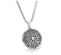 PiercingJak Viking Viking Helm of Awe Necklace for Men Valknut Odin Raven Compass Pendant Necklace Talisman Amulet Jewellry Stainless Steel Viking Runes Protection Jewellry