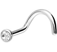 PIERCINGLINE nose piercing | titanium | anti-allergenic and light as a feather | 5 colours and sizes (white-gold-coloured, Bar thickness 0.8 mm)