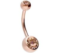 PIERCINGLINE surgical steel belly button piercing with 2 crystals - Bananabell in Rose gold colours/Crystal colour: Peach - Size: 10 mm