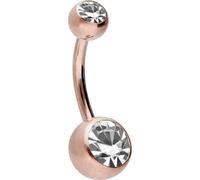 PIERCINGLINE surgical steel belly button piercing with 2 crystals - Bananabell in Rose gold colours/Crystal colour: Crystal clear - Size: 6 mm