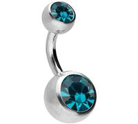 PIERCINGLINE surgical steel belly button piercing with 2 crystals - Bananabell in Silver colours/crystal colour: Zircon blue - Size: 10 mm