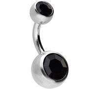 PIERCINGLINE surgical steel belly button piercing with 2 crystals - Bananabell in Silver colours/crystal colour: Black - Size: 6 mm