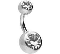 PIERCINGLINE surgical steel belly button piercing with 2 crystals - Bananabell in Silver colours/crystal colour: Crystal clear - Size: 12 mm