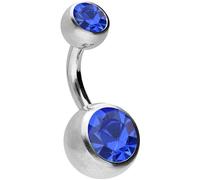 PIERCINGLINE surgical steel belly button piercing with 2 crystals - Bananabell in Silver colours/crystal colour: Capri blue - Size: 8 mm