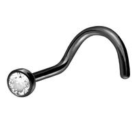 PIERCINGLINE surgical steel nose piercing with crystal disc in black/crystal clear
