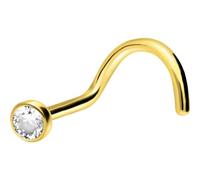 PIERCINGLINE surgical steel nose piercing with crystal disc in gold color/crystal clear