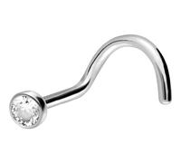 PIERCINGLINE surgical steel nose piercing with crystal disc in silver color/crystal clear