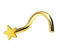 PIERCINGLINE surgical steel nose stud with star - nose piercing in yellow gold colour