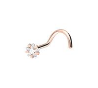 PIERCINGLINE Titanium nose stud - rimmed crystal star - Sprial nose piercing in rose gold colours