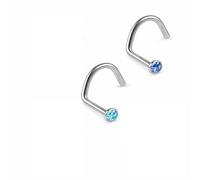 PIERCINGO Titanium G23 Nose Stud Zirconia Crystal Curved Spiral Nose Stud Titanium ASTM F136 Silver Rhinestone Crystal Disc 0.8 mm 6 mm, 0.8mm x 6mm x 2mm, Titanium G23, titanium ASTM F136, No