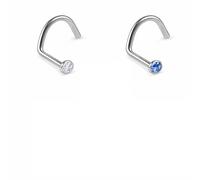 PIERCINGO Titanium G23 Nose Stud Zirconia Crystal Curved Spiral Nose Stud Titanium ASTM F136 Silver Rhinestone Crystal Disc 0.8 mm 6 mm, 0.8mm x 6mm x 2mm, Titanium G23, titanium ASTM F136, No