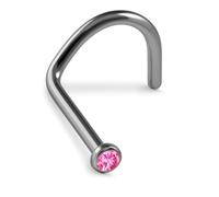 PIERCINGO Titanium G23 Nose Stud Zirconia Crystal Curved Spiral Nose Stud Titanium ASTM F136 Silver Rhinestone Crystal Disc 0.8 mm 6 mm, 0.8mm x 6mm x 2mm, Titanium G23, titanium ASTM F136, No