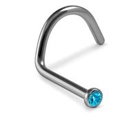 PIERCINGO Titanium G23 Nose Stud Zirconia Crystal Curved Spiral Nose Stud Titanium ASTM F136 Silver Rhinestone Crystal Disc 0.8 mm 6 mm, 0.8mm x 6mm x 2mm, Titanium G23, titanium ASTM F136, No