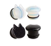 Piercingpops 2 Pairs Cat Opalite/Created-Blue Stone Ear Gauges Tunnels Plugs Stretchers Expander Body Piercing, Stone
