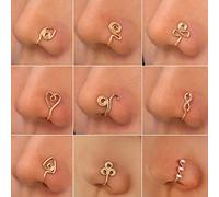 Piercings Ring Piercing Nose Rings Nose Nose Fake Clip Nose Piercing Piercings Men For Women Non Cuff On Fake Rings Adjustable Ring Wire Jewelry (C, One Size)