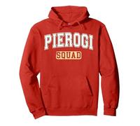 Pierogi Squad Polish Food Varsity Letters Pullover Hoodie, Adult Unisex, Red, X-Large