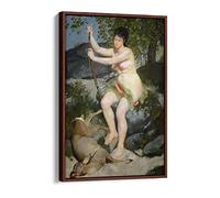 Pierre Auguste Renoir Diana Canvas Floater Frame Print Picture Art - Walnut Frame 12 inch wide x 18 inch high