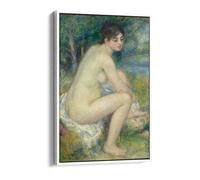 Pierre Auguste Renoir Femme Nude Canvas Floater Frame Print Picture Art - White Frame 24 inch wide x 36 inch high