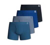 Pierre Calvini Boxers for Men With Fly - Anti-Chafe Mens Boxers - Soft, Breathable Men's Boxer Shorts - Supportive, Tag-Free, Everyday Cotton Underwear Multipack - 4 Pk - Blue - Large