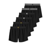 Pierre Calvini Mens Boxers Loose Fit - Soft Jersey Cotton Mens Underwear - Breathable, Lightweight & Tag-Free Men's Boxer Shorts with Stay-Put Waistband for All-Day Comfort - 6 Pk - Black - XL