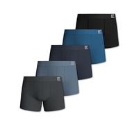 Pierre Calvini Mens Boxers - Soft & Breathable Cotton Boxers for Men - Longer Leg Anti-Chafing Mens Underwear - Tag Free, Anti-roll Thick Waistband, No Riding Up - 5 Pk - Blue, Black & Char - Small