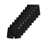 Pierre Calvini Mens Boxers - Soft & Breathable Cotton Boxers for Men - Longer Leg Anti-Chafing Mens Underwear - Tag Free, Anti-roll Thick Waistband, No Riding Up - 10 Pk - Black - Medium
