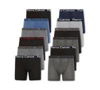 Pierre Calvini Mens Boxers with Elastic Waistband, Button Fly Boxer Shorts in Stretch Fit Design, Breathable Underwear Suitable for Any Occasion, Multipack (6/12 Pack)